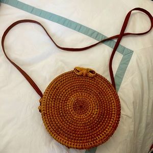 Super cute, wicker purse, round, perfect condition never used